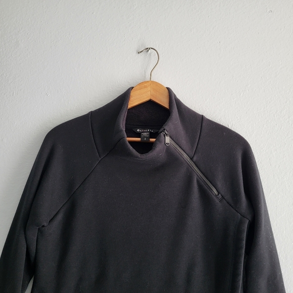 Athleta Cozy Karma Asym Black Asymmetrical Zip Pullover Sweater. - Picture 8 of 10